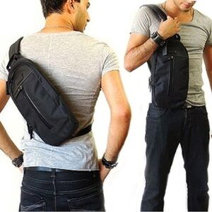 Men's Black Sling Crossbody Bag - Everyday Compact Carry